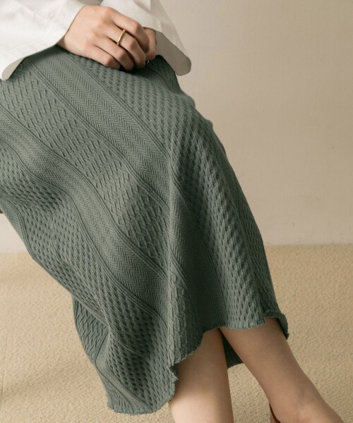 URBAN RESEARCH（アーバンリサーチ）の「羅紋緹花棉質裙（スカート・レディース・象牙白/卡其綠・FREE）」の9枚目の写真