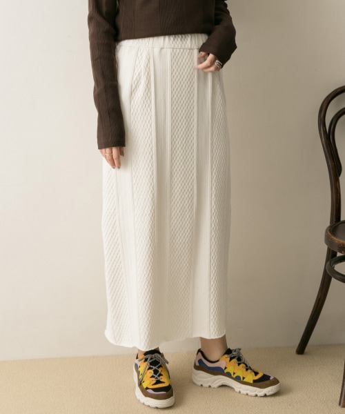 URBAN RESEARCH（アーバンリサーチ）の「羅紋緹花棉質裙（スカート・レディース・象牙白/卡其綠・FREE）」の7枚目の写真