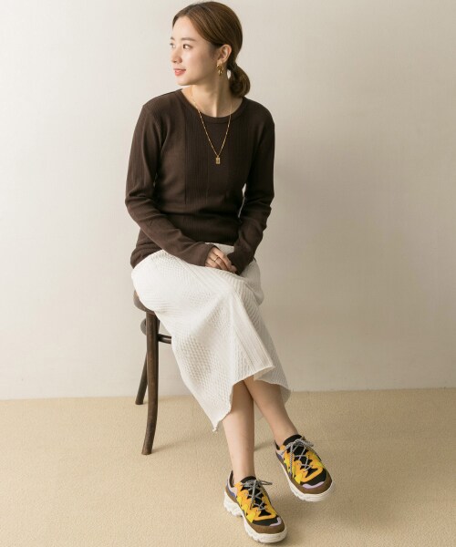 URBAN RESEARCH（アーバンリサーチ）の「羅紋緹花棉質裙（スカート・レディース・象牙白/卡其綠・FREE）」の8枚目の写真