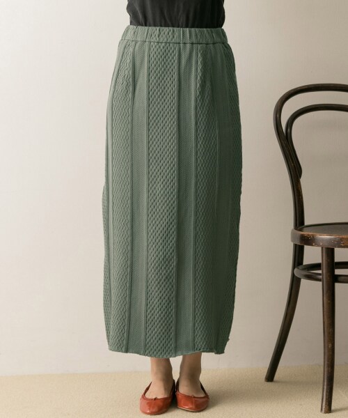 URBAN RESEARCH（アーバンリサーチ）の「羅紋緹花棉質裙（スカート・レディース・象牙白/卡其綠・FREE）」の11枚目の写真