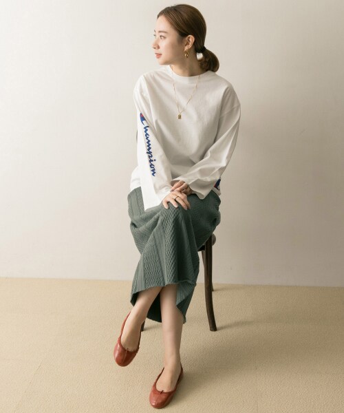 URBAN RESEARCH（アーバンリサーチ）の「羅紋緹花棉質裙（スカート・レディース・象牙白/卡其綠・FREE）」の10枚目の写真
