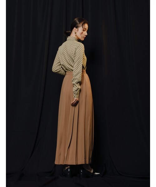 Marjorie（マージョリー）の「驟雨紛落，拼接條紋造型釦襯衫（トップス・レディース・綠/白・S/M）」の16枚目の写真