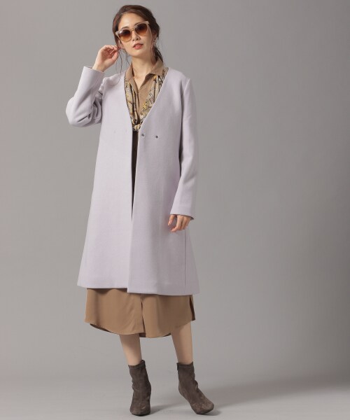 Andemiu（アンデミュウ）の「ノーカラーモッサコート（ジャケット/アウター・ライトグレー/キャメル/ライトブルー）」の8枚目の写真