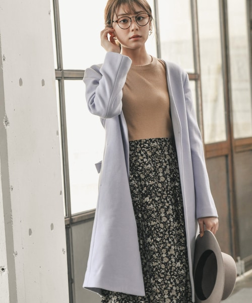 Andemiu（アンデミュウ）の「ノーカラーモッサコート（ジャケット/アウター・ライトグレー/キャメル/ライトブルー）」の3枚目の写真