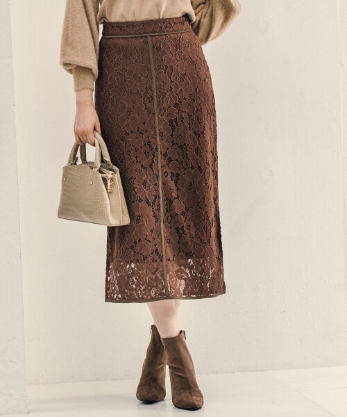 Andemiu（アンデミュウ）の「パイピングレースタイトスカート（スカート・ピンク/ブラウン/ブルー）」の10枚目の写真