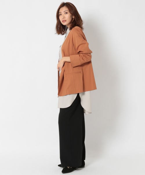 極美品♦︎ BABYLONE ノーカラージャケット 38キャメルカーディガン日本製 BABYLONE(バビロン)の「ノーカラーVネックジャケット()」 - WEAR
