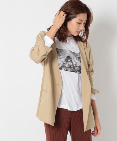 本日限定お値下げ【新品】BABYLON ノーカラージャケット BABYLONE - BABYLONE バビロン ノーカラージャケット M ベージュ
