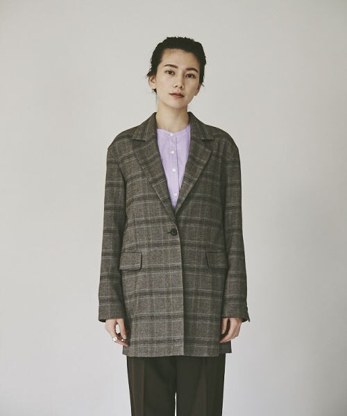 [美品]Curensology グレンチェック リネンジャケット Curensology（カレンソロジー）の「マルチグレンチェック