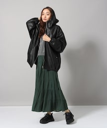 JEANASIS シンセティックレザーBIGフーディ JEANASiS YOGAシンセティックレザーbigフーディー