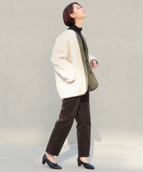 LEPSIM(レプシィム)の「リバーライトボアコート(ジャケット/アウター・キナリ×カーキ/グレージュ×ブラック/ブラウン×キャメル)」の5枚目の写真