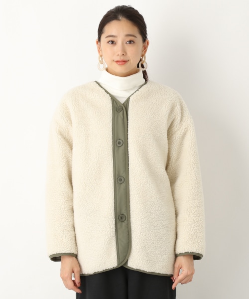 LEPSIM(レプシィム)の「リバーライトボアコート(ジャケット/アウター・キナリ×カーキ/グレージュ×ブラック/ブラウン×キャメル)」の20枚目の写真