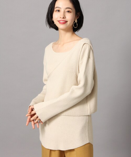 LOWRYS FARM（ローリーズファーム）の「リブアシメ２Ｐプルオーバー（トップス・アイボリー/ブラック/ブラウン/グリーン）」の5枚目の写真