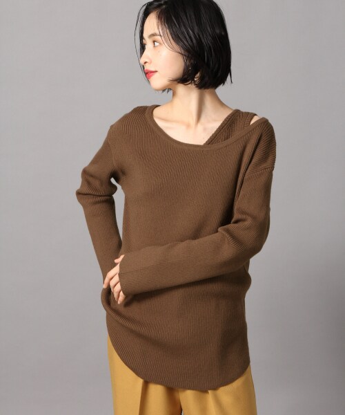 LOWRYS FARM（ローリーズファーム）の「リブアシメ２Ｐプルオーバー（トップス・アイボリー/ブラック/ブラウン/グリーン）」の3枚目の写真