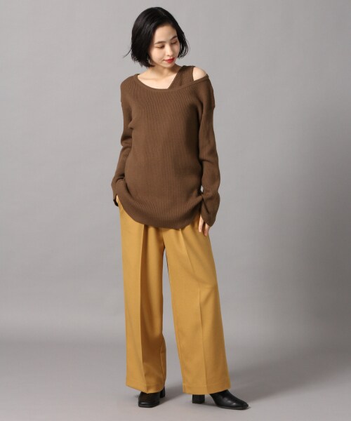 LOWRYS FARM（ローリーズファーム）の「リブアシメ２Ｐプルオーバー（トップス・アイボリー/ブラック/ブラウン/グリーン）」の8枚目の写真