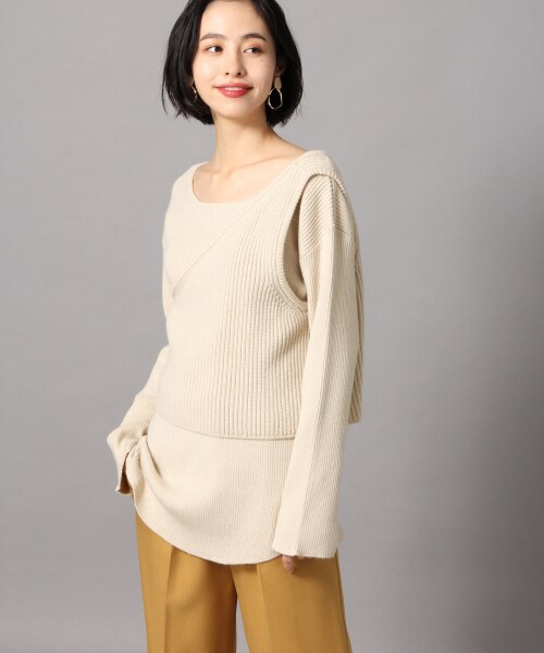 LOWRYS FARM（ローリーズファーム）の「リブアシメ２Ｐプルオーバー（トップス・アイボリー/ブラック/ブラウン/グリーン）」の6枚目の写真