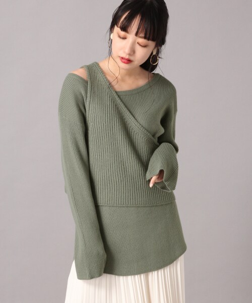 LOWRYS FARM（ローリーズファーム）の「リブアシメ２Ｐプルオーバー（トップス・アイボリー/ブラック/ブラウン/グリーン）」の7枚目の写真