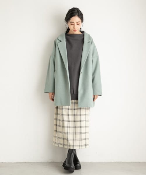 LOWRYS FARM（ローリーズファーム）の「ユルジャケット（ジャケット/アウター・モカ/グレージュ/チャコールグレー/【WEB限定着丈cm長め】モカ/グリーン/【WEB限定着丈cm長め】グリーン）」の7枚目の写真