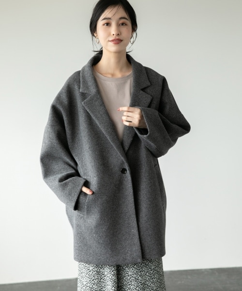 LOWRYS FARM（ローリーズファーム）の「ユルジャケット（ジャケット/アウター・モカ/グレージュ/チャコールグレー/【WEB限定着丈cm長め】モカ/グリーン/【WEB限定着丈cm長め】グリーン）」の2枚目の写真