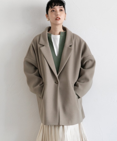 LOWRYS FARM（ローリーズファーム）の「ユルジャケット（ジャケット/アウター・モカ/グレージュ/チャコールグレー/【WEB限定着丈cm長め】モカ/グリーン/【WEB限定着丈cm長め】グリーン）」の3枚目の写真