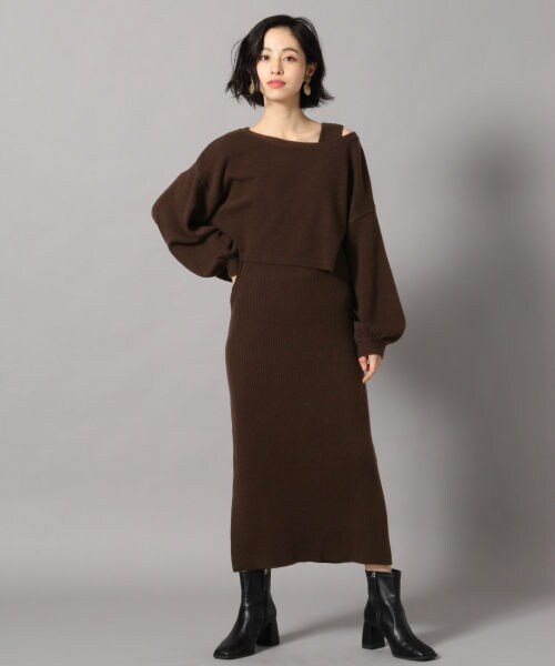 LOWRYS FARM（ローリーズファーム）の「レイヤード２Ｐワンピ（ワンピース/ドレス・ベージュ/ブラウン/ブルー）」の2枚目の写真