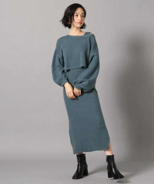 LOWRYS FARM（ローリーズファーム）の「レイヤード２Ｐワンピ（ワンピース/ドレス・ベージュ/ブラウン/ブルー）」の3枚目の写真