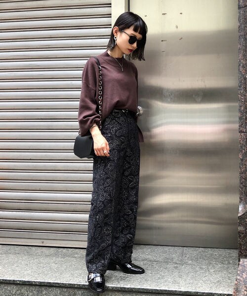 PAGEBOY（ページボーイ）の「ペイズリーＪＱストレートパンツ（パンツ・ブラック/ダークブラウン）」の3枚目の写真
