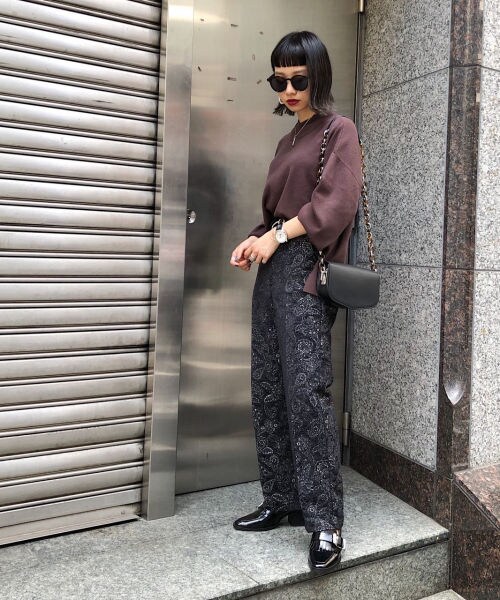 PAGEBOY（ページボーイ）の「ペイズリーＪＱストレートパンツ（パンツ・ブラック/ダークブラウン）」の5枚目の写真
