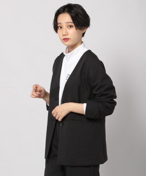 PAGEBOY（ページボーイ）の「セットアップノーカラージャケット【25番色のみWEB限定カラー】（ジャケット/アウター・グレージュ/チャコールグレー/【WEB限定】ピンク/ブラウン）」の2枚目の写真