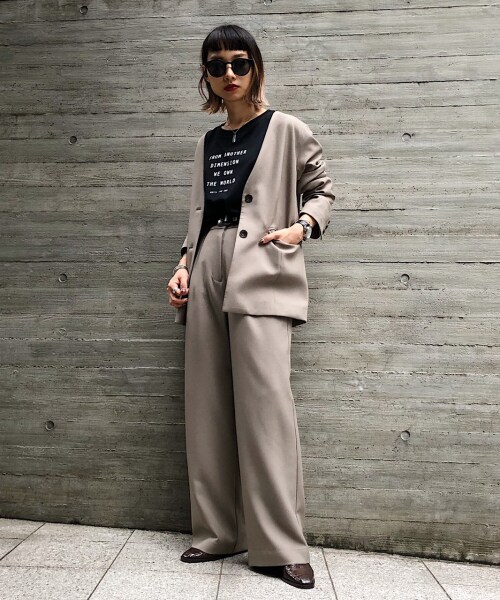 PAGEBOY（ページボーイ）の「セットアップノーカラージャケット【25番色のみWEB限定カラー】（ジャケット/アウター・グレージュ/チャコールグレー/【WEB限定】ピンク/ブラウン）」の13枚目の写真