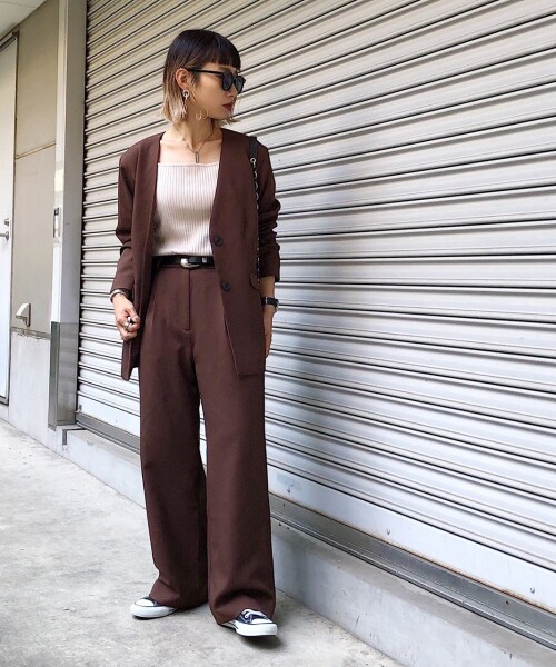 PAGEBOY（ページボーイ）の「セットアップノーカラージャケット【25番色のみWEB限定カラー】（ジャケット/アウター・グレージュ/チャコールグレー/【WEB限定】ピンク/ブラウン）」の9枚目の写真