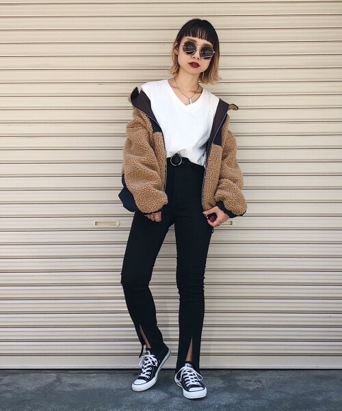 PAGEBOY（ページボーイ）の「ボアリバーシブルフードブルゾン（ジャケット/アウター・ホワイト×ブラック/アイボリー×カーキ/ブラウン×ネイビー）」の15枚目の写真