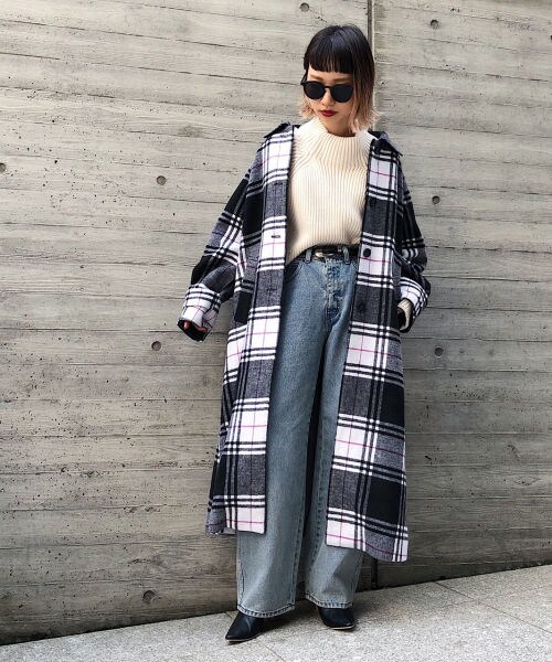 PAGEBOY（ページボーイ）の「ＢＩＧチェックステンカラーコート（ジャケット/アウター・ブラック/ダークブラウン/ネイビー）」の6枚目の写真