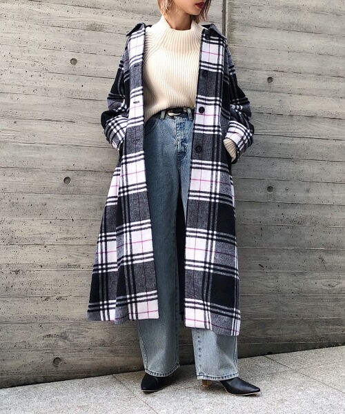 PAGEBOY（ページボーイ）の「ＢＩＧチェックステンカラーコート（ジャケット/アウター・ブラック/ダークブラウン/ネイビー）」の7枚目の写真