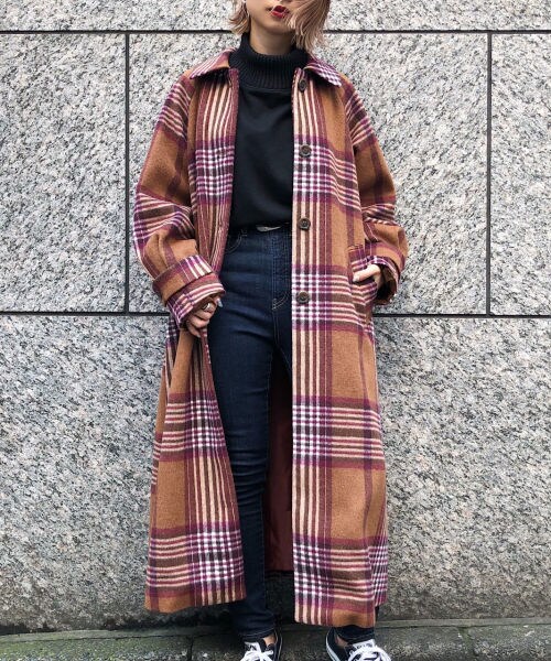 PAGEBOY（ページボーイ）の「ＢＩＧチェックステンカラーコート（ジャケット/アウター・ブラック/ダークブラウン/ネイビー）」の12枚目の写真