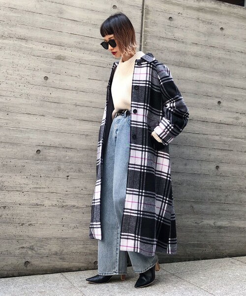 PAGEBOY（ページボーイ）の「ＢＩＧチェックステンカラーコート（ジャケット/アウター・ブラック/ダークブラウン/ネイビー）」の8枚目の写真