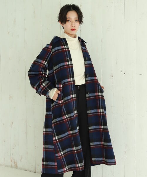 PAGEBOY（ページボーイ）の「ＢＩＧチェックステンカラーコート（ジャケット/アウター・ブラック/ダークブラウン/ネイビー）」の16枚目の写真