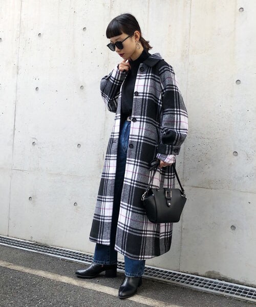 PAGEBOY（ページボーイ）の「ＢＩＧチェックステンカラーコート（ジャケット/アウター・ブラック/ダークブラウン/ネイビー）」の10枚目の写真