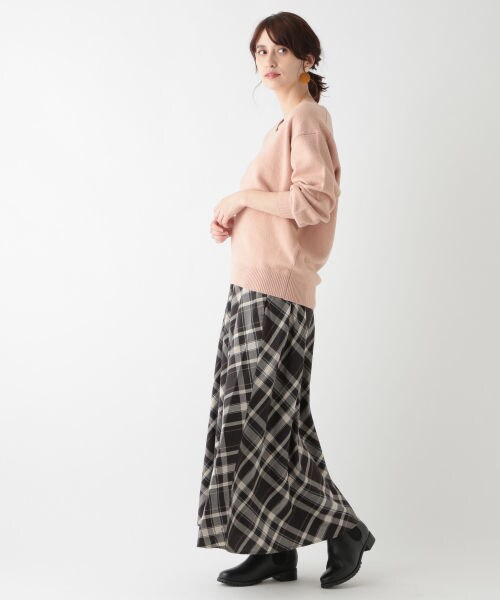 studio CLIP（スタディオクリップ）の「ニュアンスチェックマキシスカート（スカート・ブラックチェック/ベージュチェック/カーキチェック）」の4枚目の写真