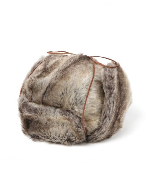 studio CLIP(スタディオクリップ)の「フェイクファーパイロットハット(帽子・グレー/ブラウン)」の2枚目の写真