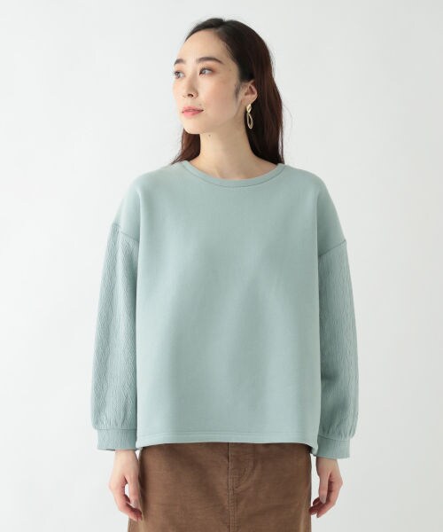 studio CLIP（スタディオクリップ）の「袖ジャガード切り替えプルオーバー（トップス・オフホワイト/スモーク/ミントグリーン）」の7枚目の写真