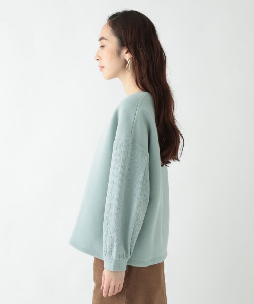 studio CLIP（スタディオクリップ）の「袖ジャガード切り替えプルオーバー（トップス・オフホワイト/スモーク/ミントグリーン）」の8枚目の写真