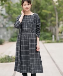 studio CLIP | コットンリネン起毛ウエストタックワンピース(ワンピース/ドレス)