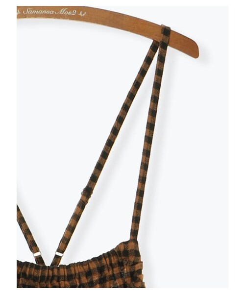 Samansa Mos2（サマンサ モスモス）の「ギンガムチェックサス付きスカート（スカート・ベージュ/キャメル/パープル・F）」の4枚目の写真