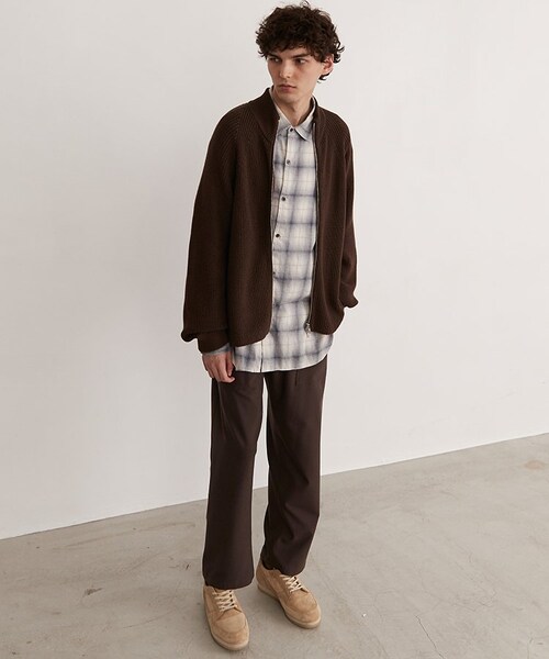 LIDNM（リドム）の「WHOLEGARMENT ZIP UP KNIT（ニット/セーター・メンズ・ブラウン系・MEDIUM/LARGE）」の4枚目の写真