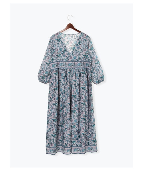 Te chichi(テチチ)の「【Special Price】インド綿ボイル小花切替ワンピース LS(ワンピース/ドレス・ブラック/ラベンダー・F)」の2枚目の写真