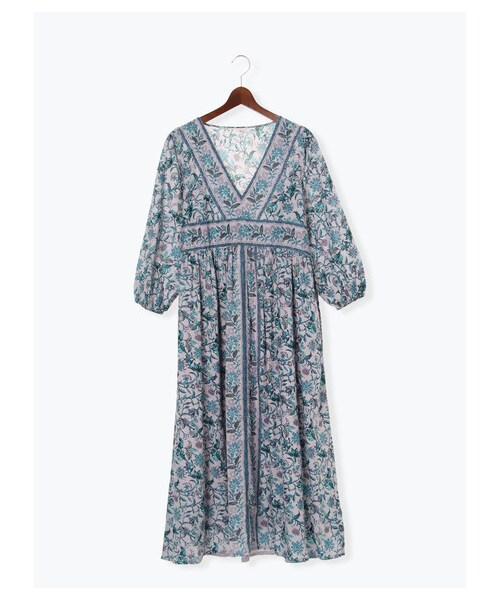 Te chichi(テチチ)の「【Special Price】インド綿ボイル小花切替ワンピース LS(ワンピース/ドレス・ブラック/ラベンダー・F)」の1枚目の写真