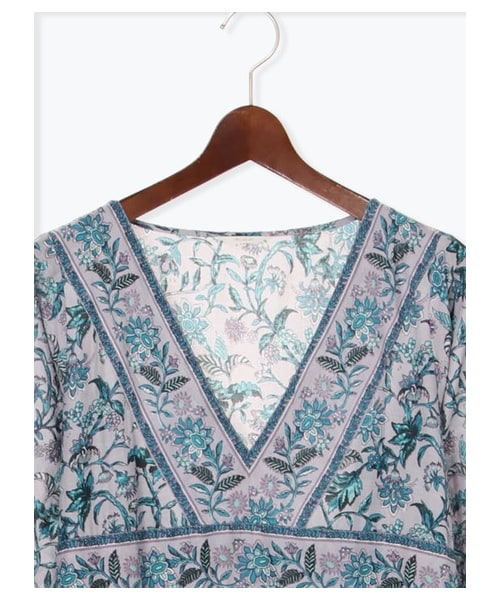 Te chichi(テチチ)の「【Special Price】インド綿ボイル小花切替ワンピース LS(ワンピース/ドレス・ブラック/ラベンダー・F)」の3枚目の写真