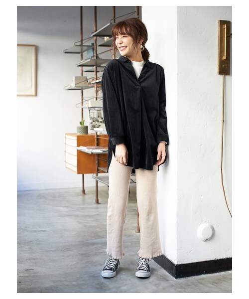 Green Parks(グリーンパークス)の「・RAY CASSIN リブニットパンツ(パンツ・ブラック/ベージュ/ブラウン・F)」の9枚目の写真