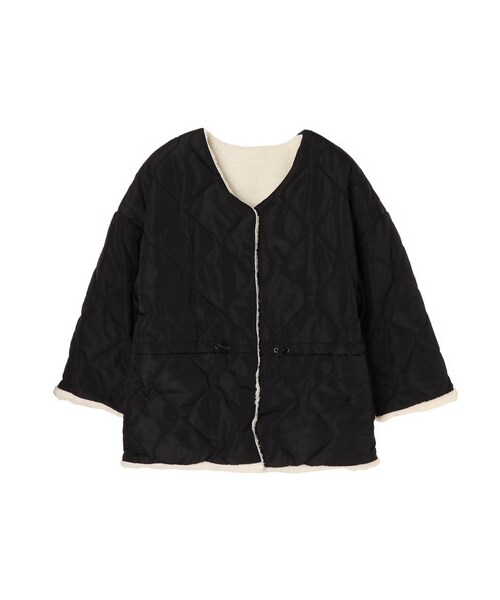 Green　Parks（グリーンパークス）の「Petit Fleur リバーシブルボアジャケット（ジャケット/アウター・ブラック/カーキ・M）」の14枚目の写真