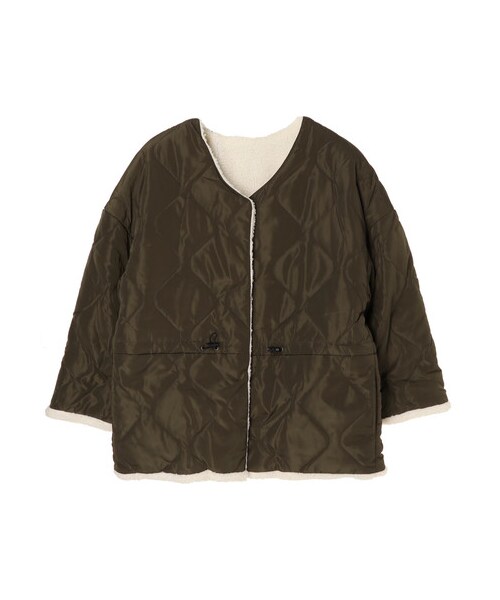 Green　Parks（グリーンパークス）の「Petit Fleur リバーシブルボアジャケット（ジャケット/アウター・ブラック/カーキ・M）」の15枚目の写真
